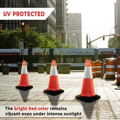 Traffic Safety Cone with Reflective Collar & PE Base 75CM - Red