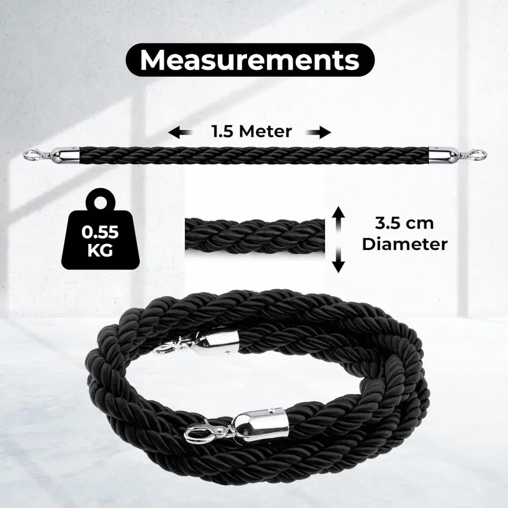 Twisted Stanchion Rope 1.5 Meter - Black