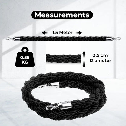 Twisted Stanchion Rope 1.5 Meter - Black