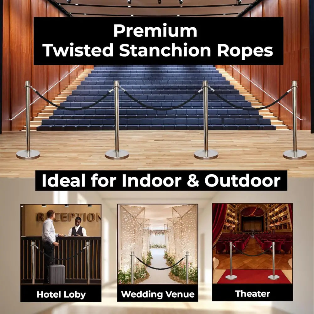 Twisted Stanchion Rope 1.5 Meter - Black