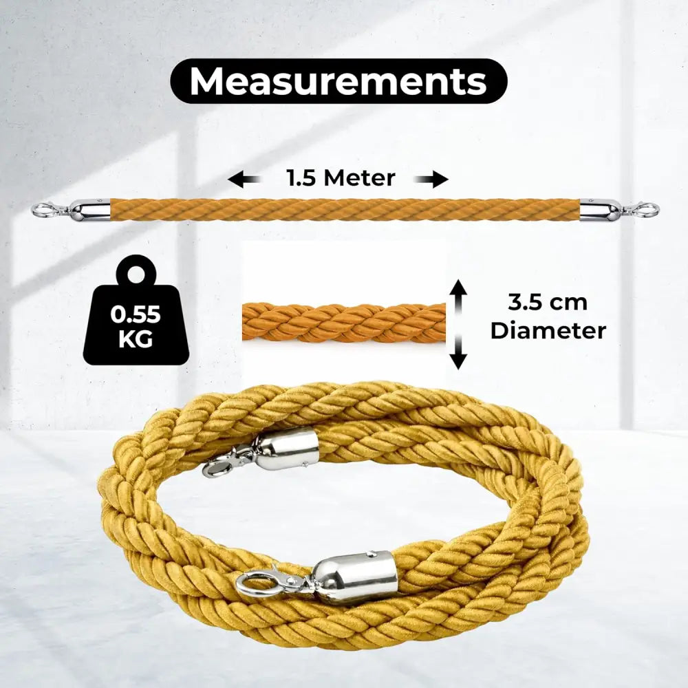 Twisted Stanchion Rope 1.5 Meter - Gold