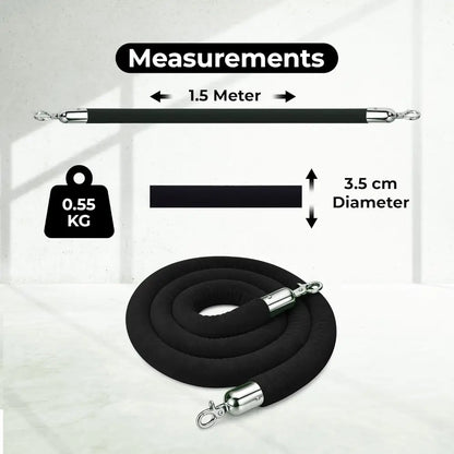 Velvet Stanchion Rope 1.5 Meter - Black