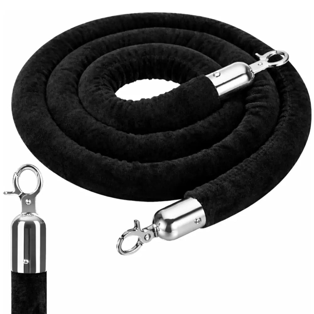 Queequeg Rope Black Velvet Queue Rope 1.5M with Chrome Hooks – Biri Group AE