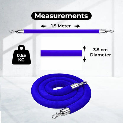 Velvet Stanchion Rope 1.5 Meter - Blue