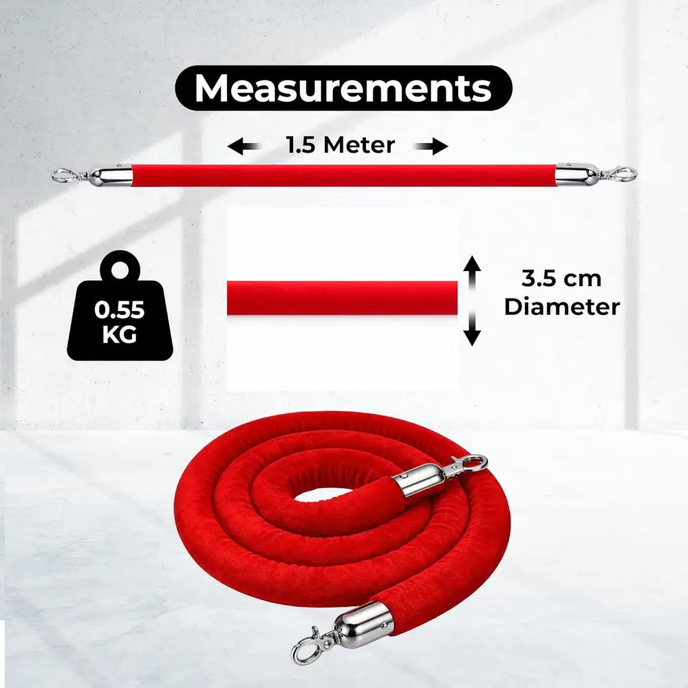 Velvet Stanchion Rope 1.5 Meter - Red