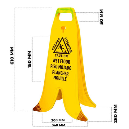 Wet Floor A Board Banana Caution Wet Floor, Spanish and France writing