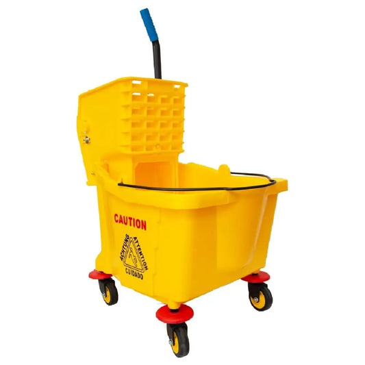 Wringer Mop Bucket Trolley with 4 Wheels Yellow - 36L