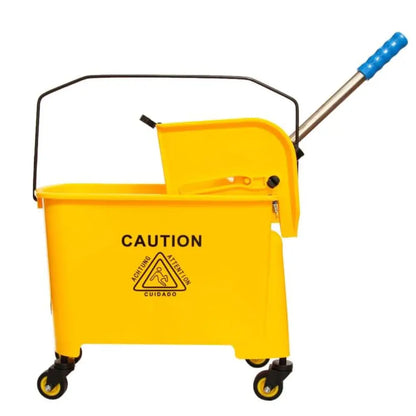 Wringer Mop Bucket Trolley with 4 Wheels Yellow - 20L