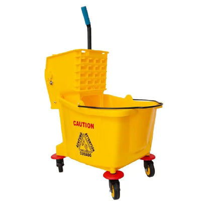 Wringer Mop Bucket Trolley with 4 Wheels Yellow - 32L