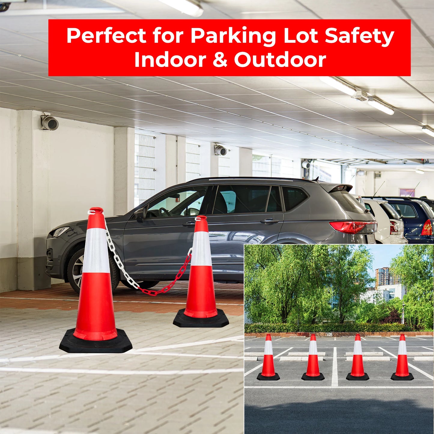 PE Traffic Cone 1 Meter Red | Road Safety Cone with Black Base