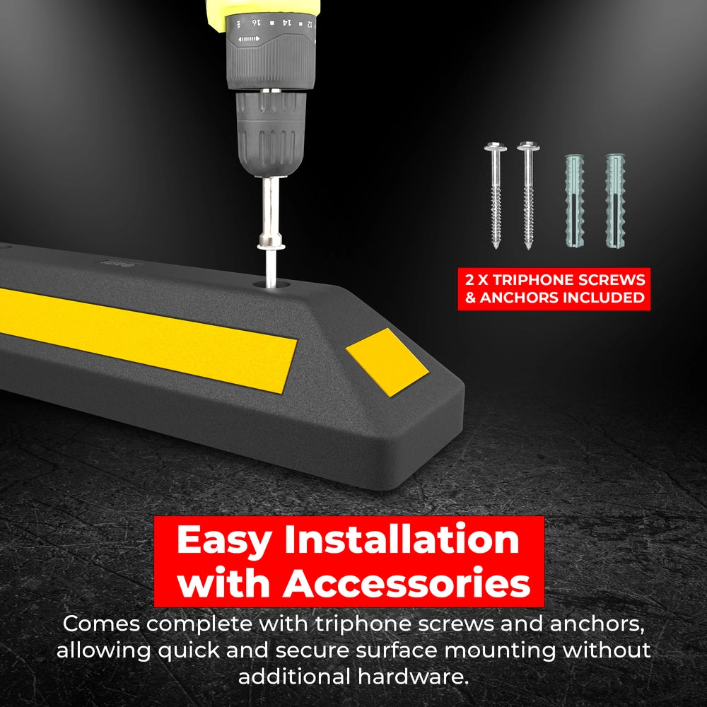 Heavy Duty 57CM Wheel Stop | Reflector Parking Stopper - Set of 2