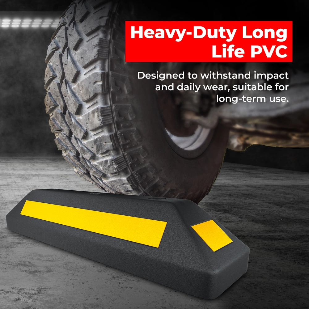 Heavy Duty 57CM Wheel Stop | Reflector Parking Stopper - Set of 2