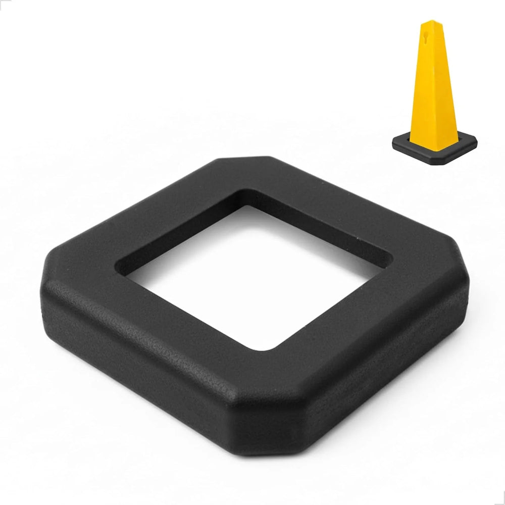 A black square rubber base 