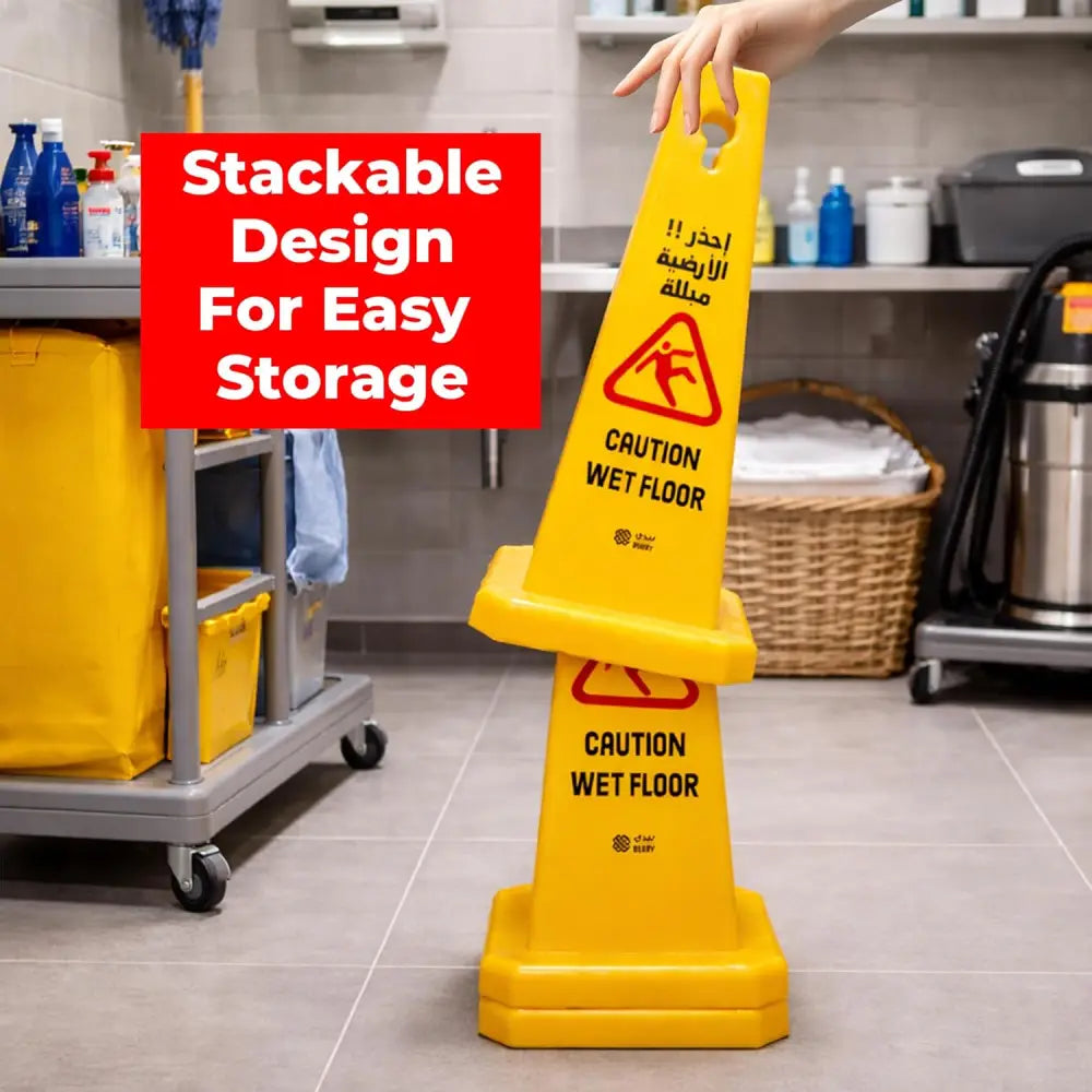 Caution Wet Floor Safety Cone Yellow - 67CM