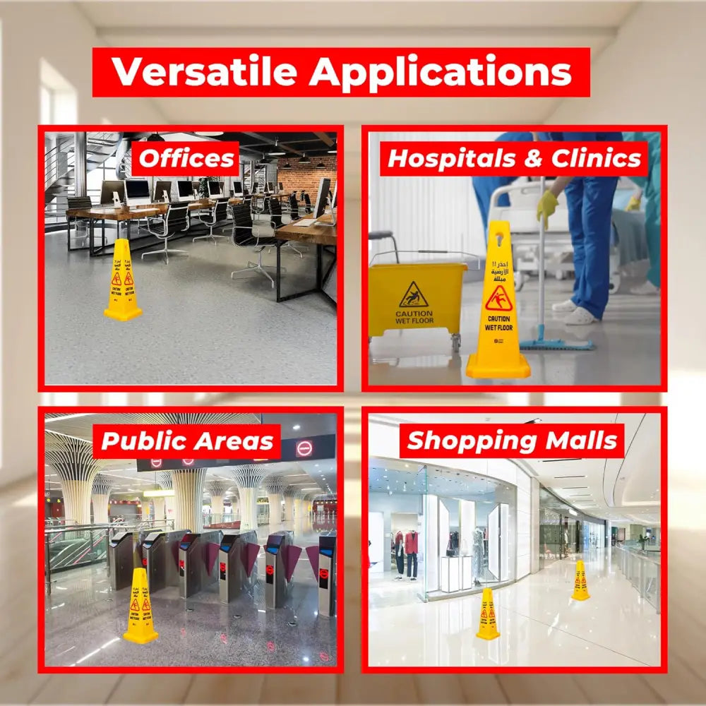 Caution Wet Floor Safety Cone Yellow - 67CM