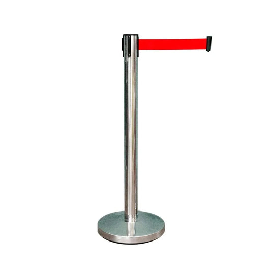 crowd control barrier with red belt
