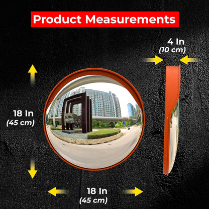 45CM Convex Safety Mirror Orange | Pole Mount Blind Spot Mirror