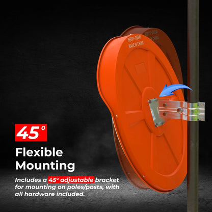 45CM Convex Safety Mirror Orange | Pole Mount Blind Spot Mirror