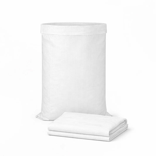 Empty white sandbag on a white background