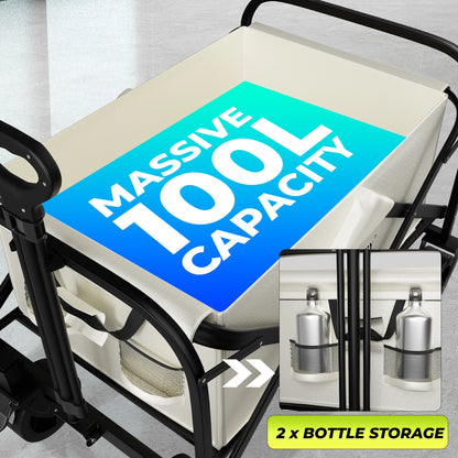 100KG Festival Trolley Beige | Foldable Camping Wagon Cart
