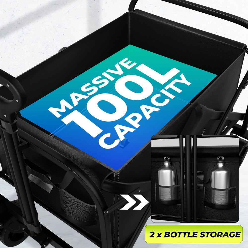 100KG Festival Trolley Black | Foldable Camping Wagon Cart