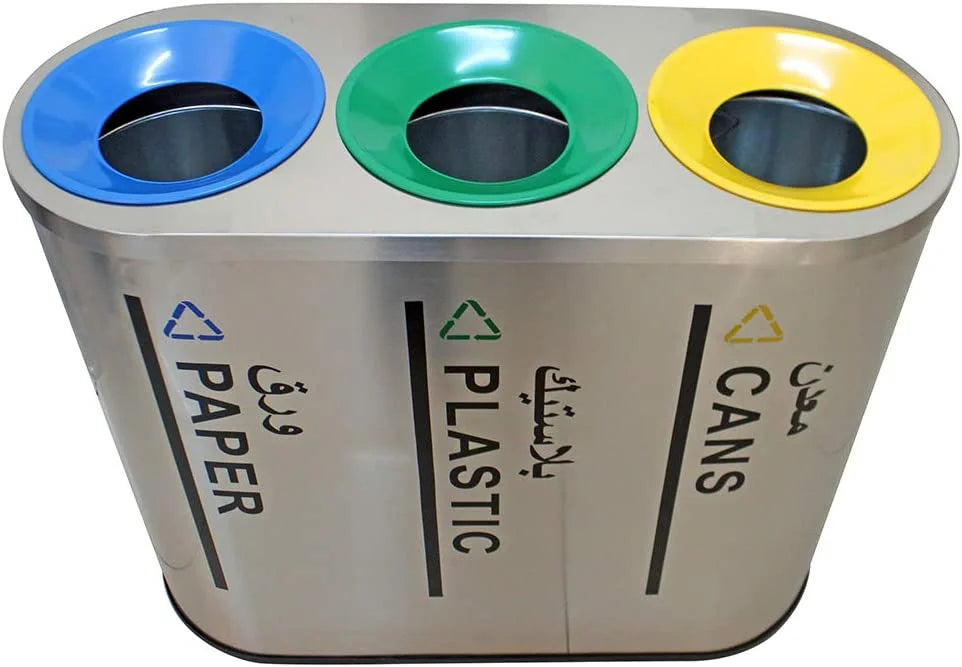 high quality stainless steel trash box 3 bin