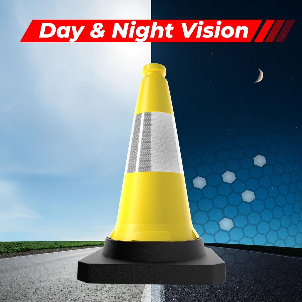 50CM Traffic Safety Cone Yellow | Reflective Weighted Parking Cone