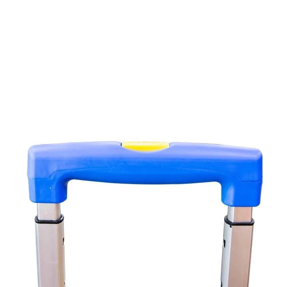 holding handle shopping trolley light blue yellow