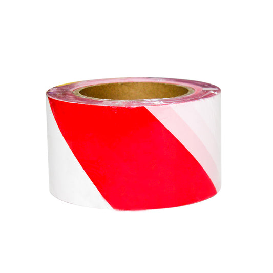 100 Meter Non-Adhesive Safety Warning Tape - Red and White - Biri Group 
