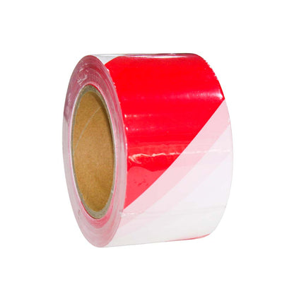 100 Meter Non-Adhesive Safety Warning Tape - Red and White - Biri Group 