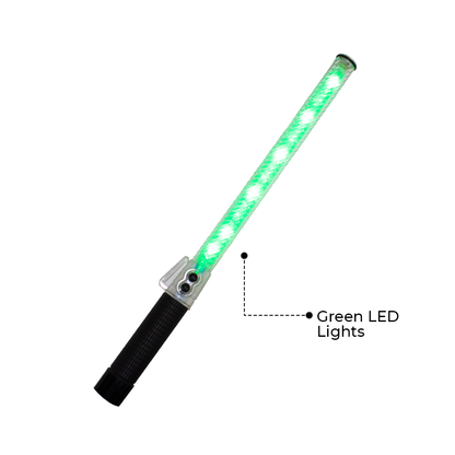 Traffic Safety Wand Baton with Green and Red Light | Road Safety Warning Flashing Light with Rechargeable Battery | LED Flashing Stick