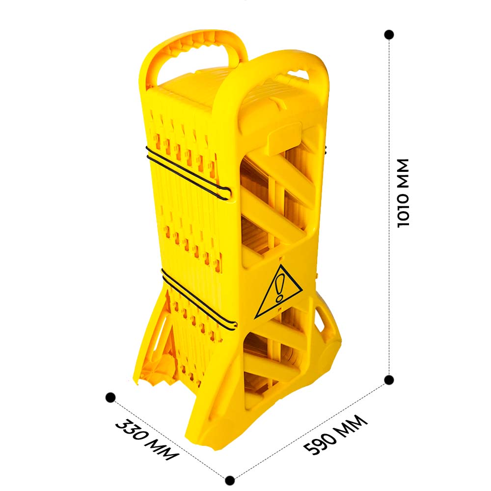 4 Meter Expandable Folding Plastic Barrier - Yellow | Portable Pedestrian Barrier | Indoor & Outdoor Folding Barrier