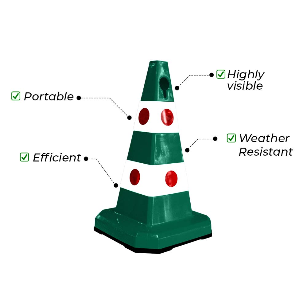 Unbreakable Safety Traffic Cone 620 MM with Cat-Eyes Lenses