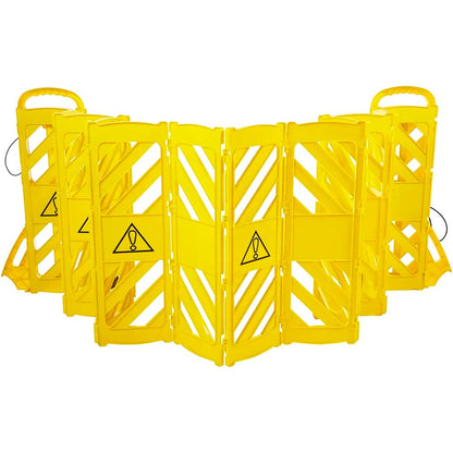 4 Meter Expandable Folding Plastic Barrier - Yellow | Portable Pedestrian Barrier | Indoor & Outdoor Folding Barrier