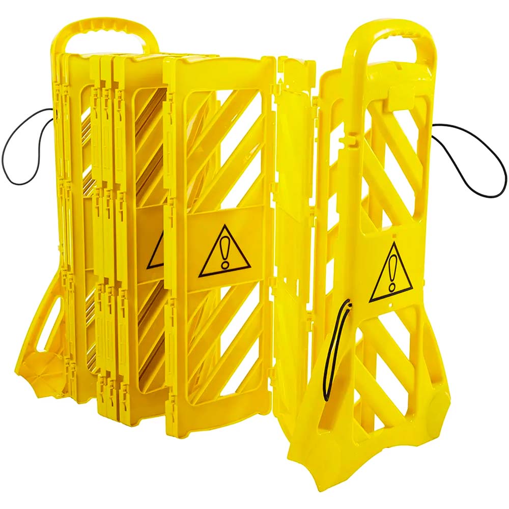 4 Meter Expandable Folding Plastic Barrier - Yellow | Portable Pedestrian Barrier | Indoor & Outdoor Folding Barrier