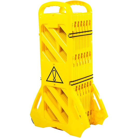 4 Meter Expandable Folding Plastic Barrier - Yellow | Portable Pedestrian Barrier | Indoor & Outdoor Folding Barrier