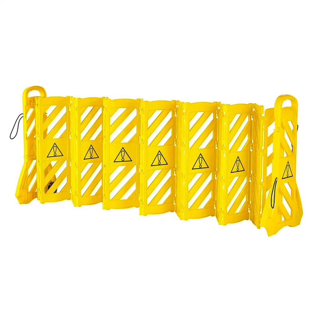 4 Meter Expandable Folding Plastic Barrier - Yellow | Portable Pedestrian Barrier | Indoor & Outdoor Folding Barrier