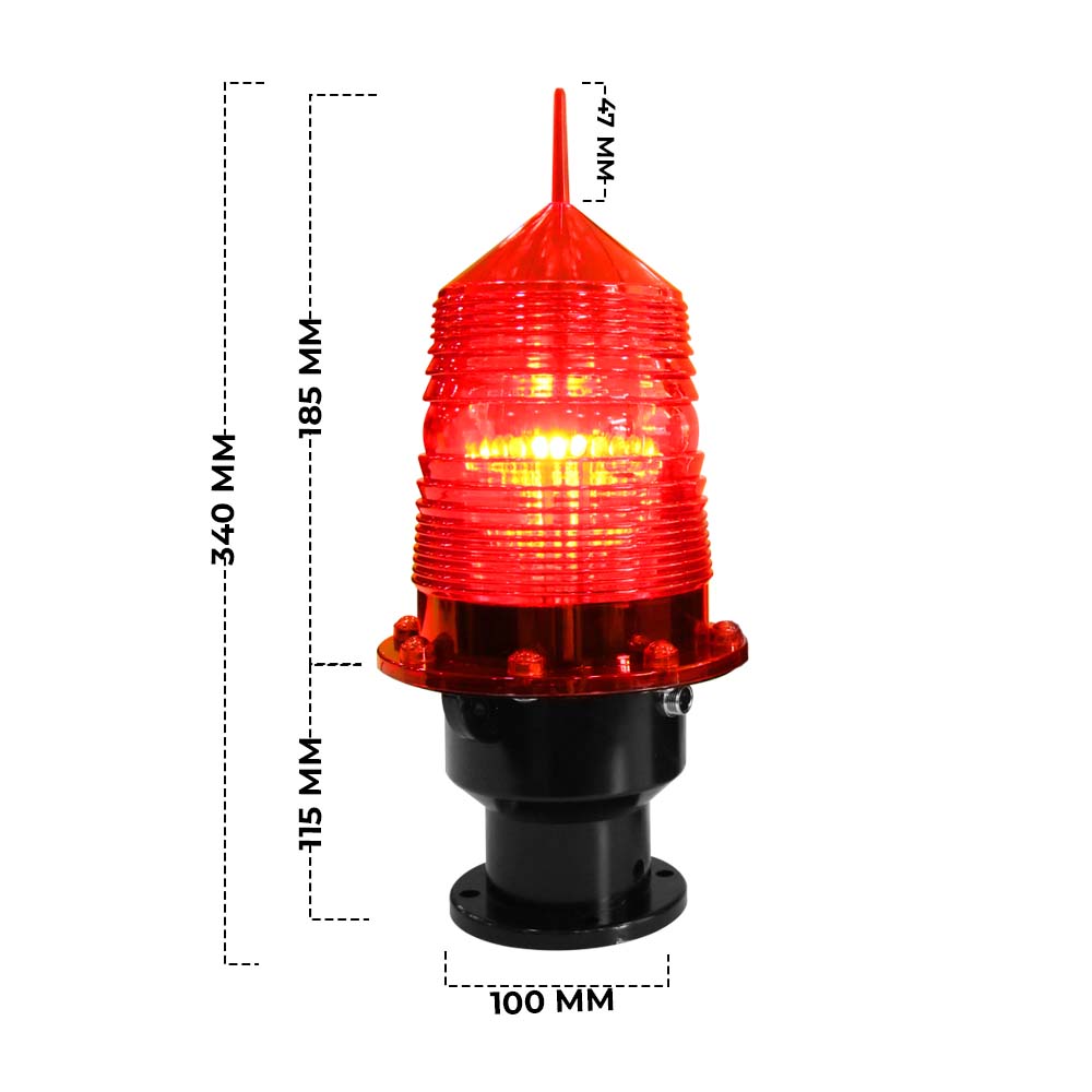 Solar Powered Warning Tower Light  - Red | 30 Ultra Bright Leds with Day Night Sensor