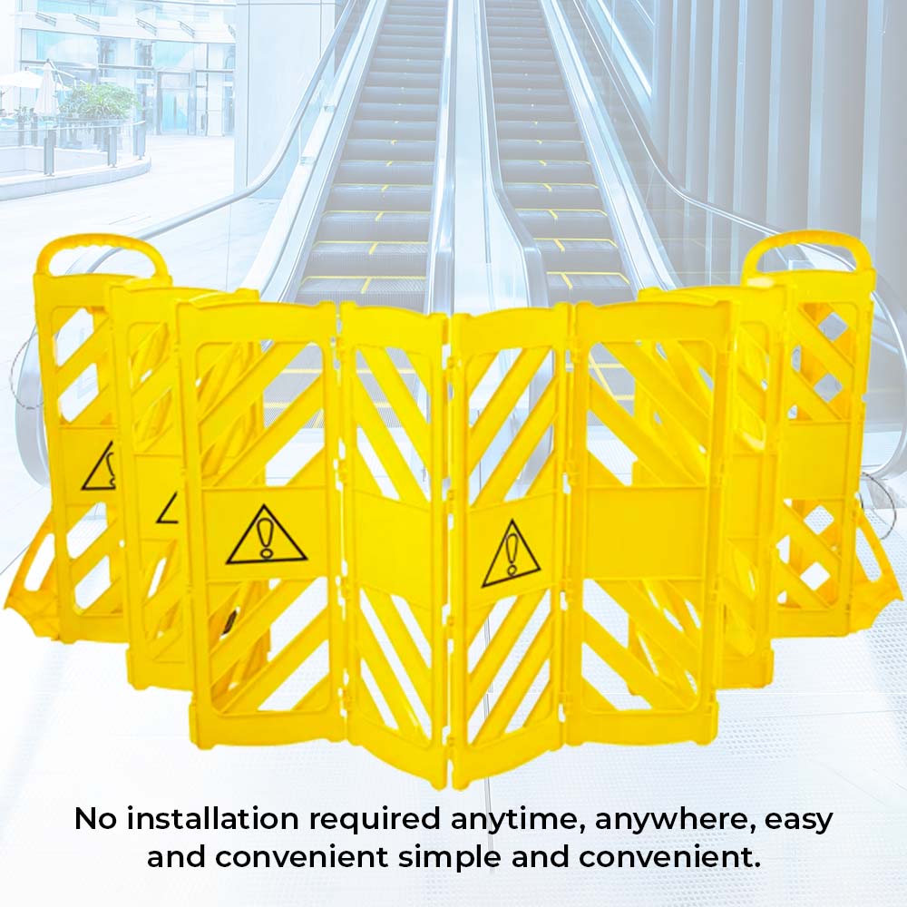 4 Meter Expandable Folding Plastic Barrier - Yellow | Portable Pedestrian Barrier | Indoor & Outdoor Folding Barrier