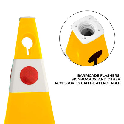 Unbreakable Safety Traffic Cone 620 MM with Cat-Eyes Lenses - Biri Group 