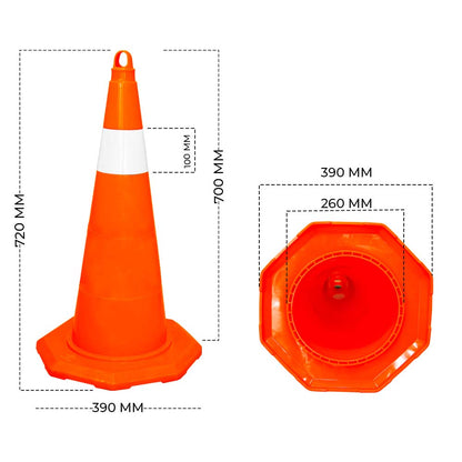 Traffic Cone 70 MM for Safety | Unbreakable Full Soft PVC Reflective Traffic Cone