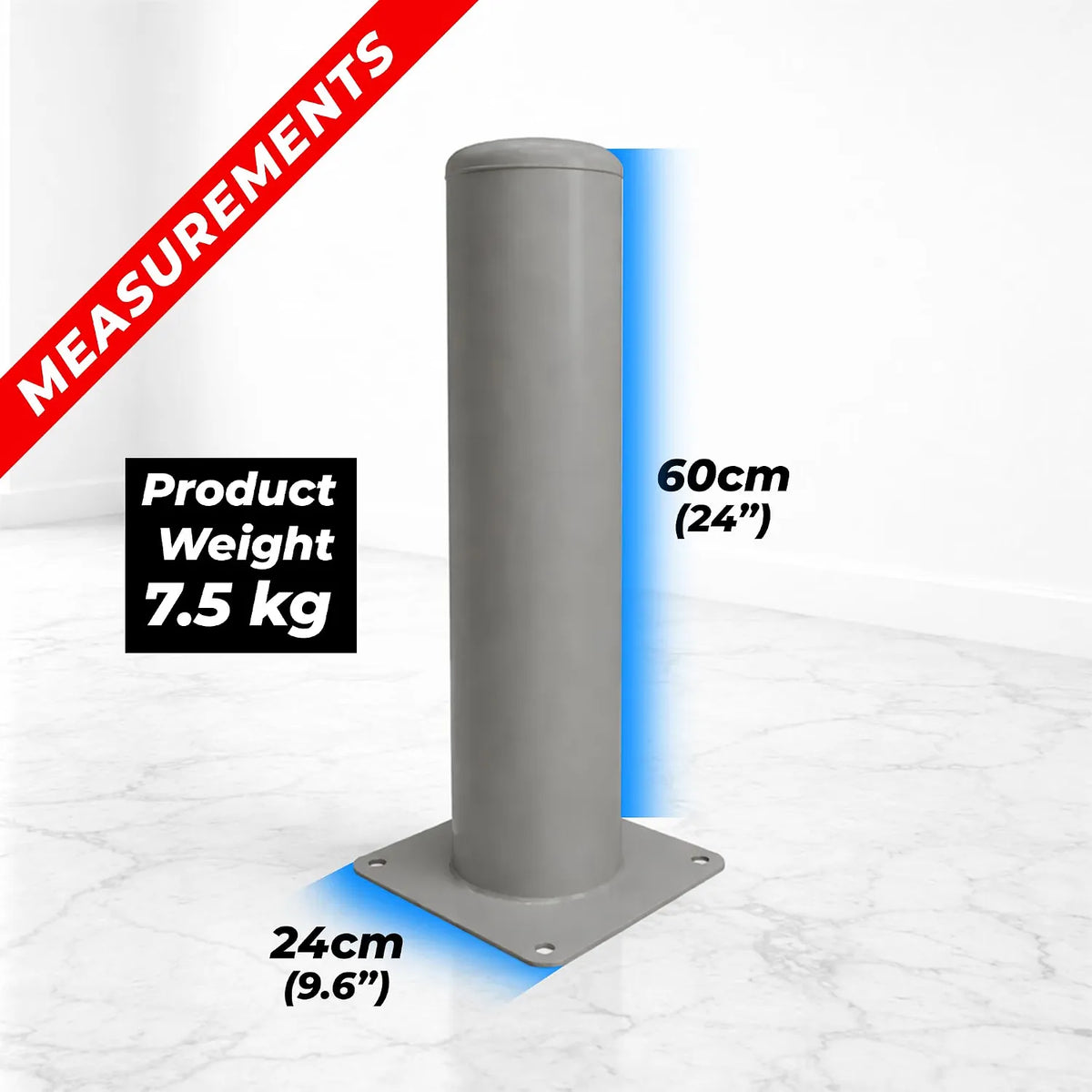 Anti Parking Bollards with TPU Body, 610mm, 150mm Diameter, 240×240mm Base