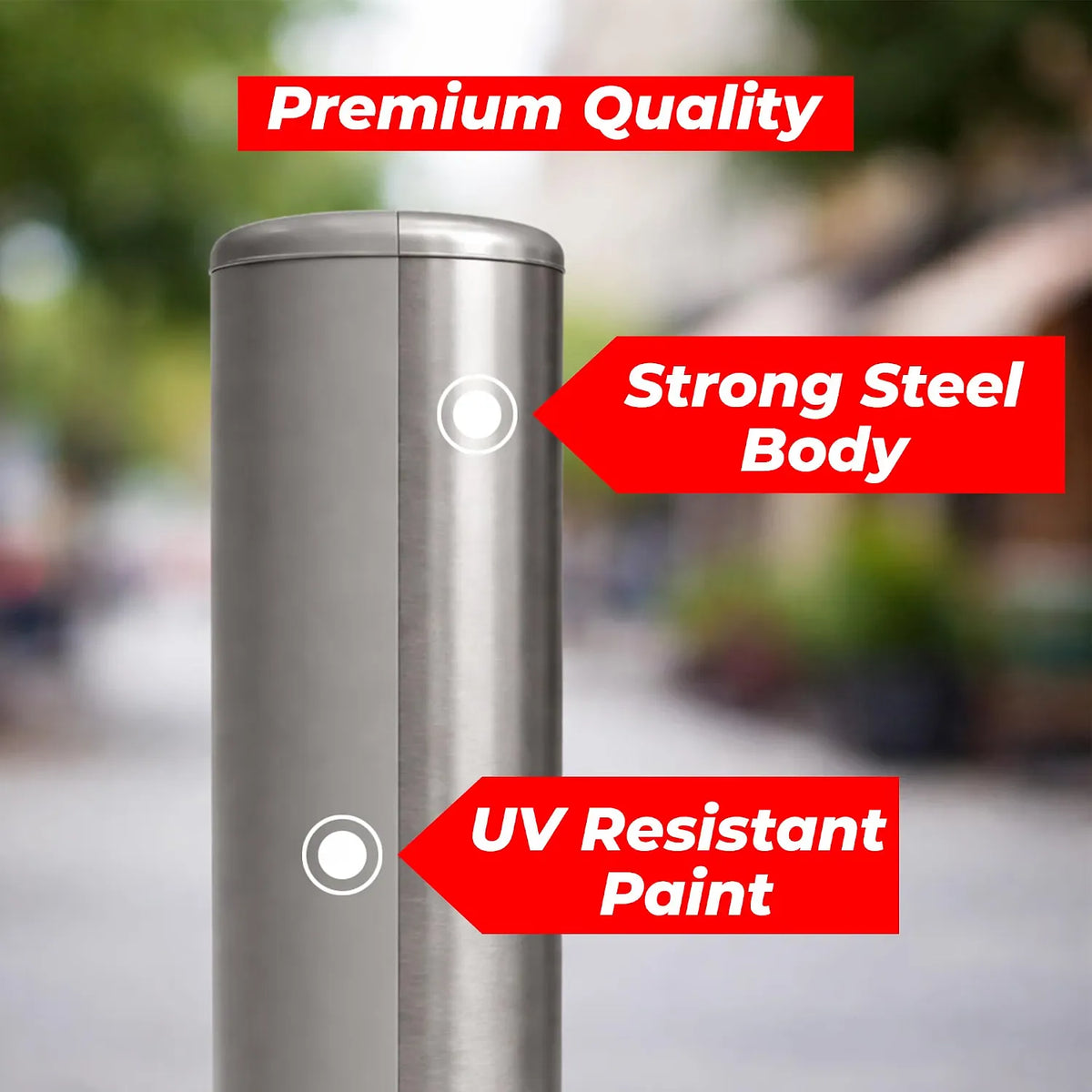 Anti Parking Bollards with TPU Body, 610mm, 150mm Diameter, 240×240mm Base
