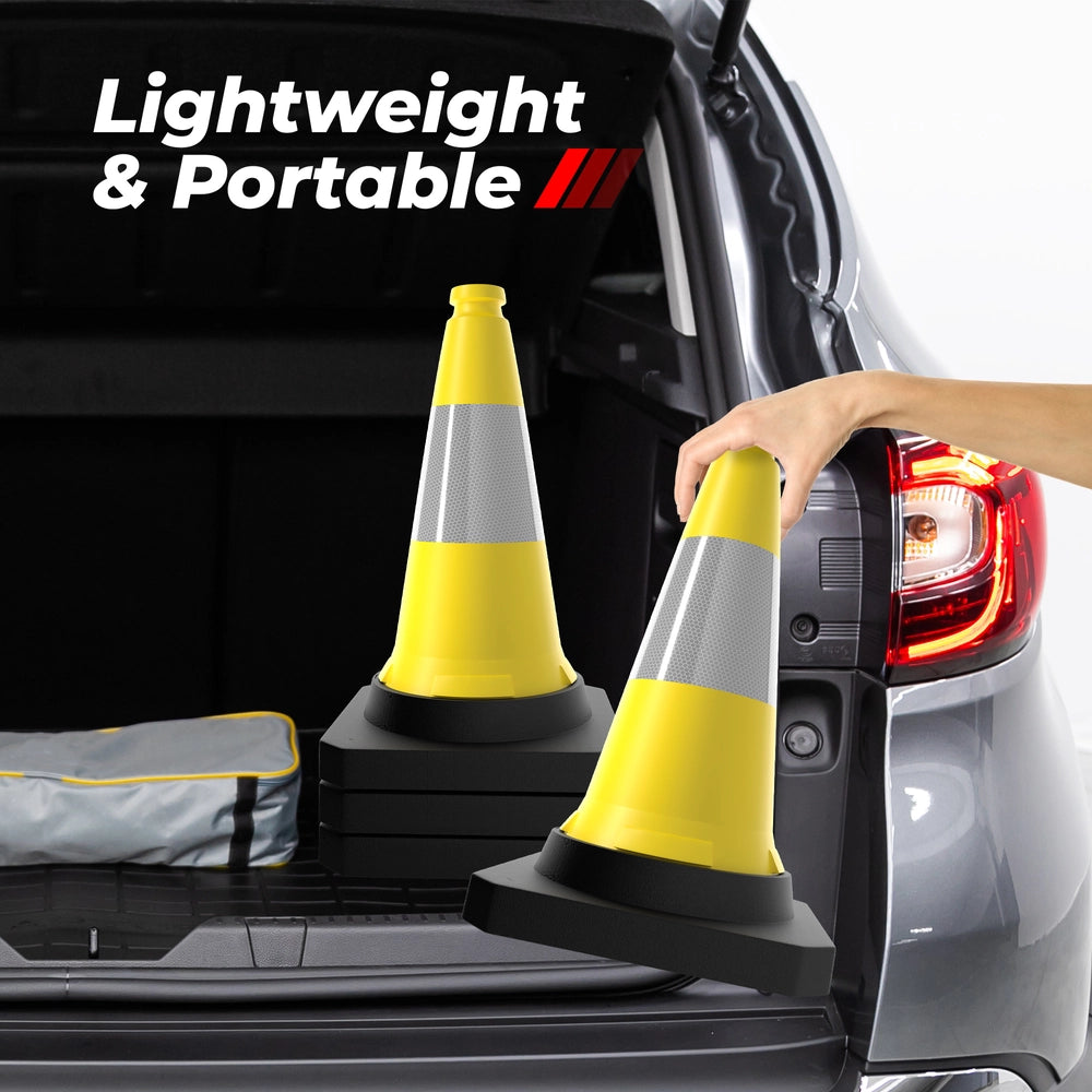 50CM Traffic Safety Cone Yellow | Reflective Weighted Parking Cone