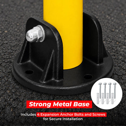 Manual Parking Lock Yellow | 64CM Fold Down Parking Bollard with Key Lock