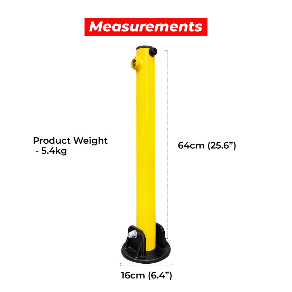 Manual Parking Lock Yellow | 64CM Fold Down Parking Bollard with Key Lock