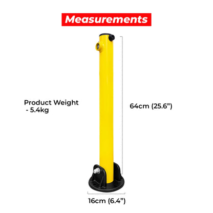 Manual Parking Lock Yellow | 64CM Fold Down Parking Bollard with Key Lock