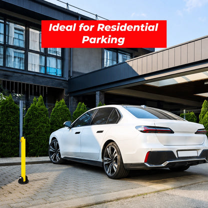 Manual Parking Lock Yellow | 64CM Fold Down Parking Bollard with Key Lock