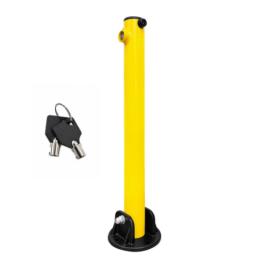 Manual Parking Lock Yellow | 64CM Fold Down Parking Bollard with Key Lock