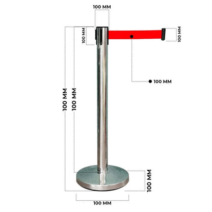 measurement crowd control barrier with red belt